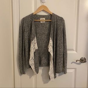 grey cardigan with lace